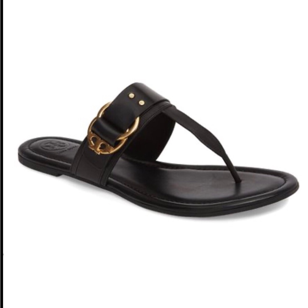 TORY BURCH BLACK MARSDEN SANDALS SIZE 6. LIKE NEW!